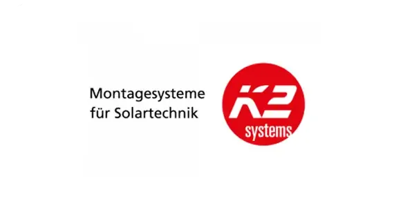 Logo von K2 Systems mit dem Zusatz Montagesysteme für Solartechnik